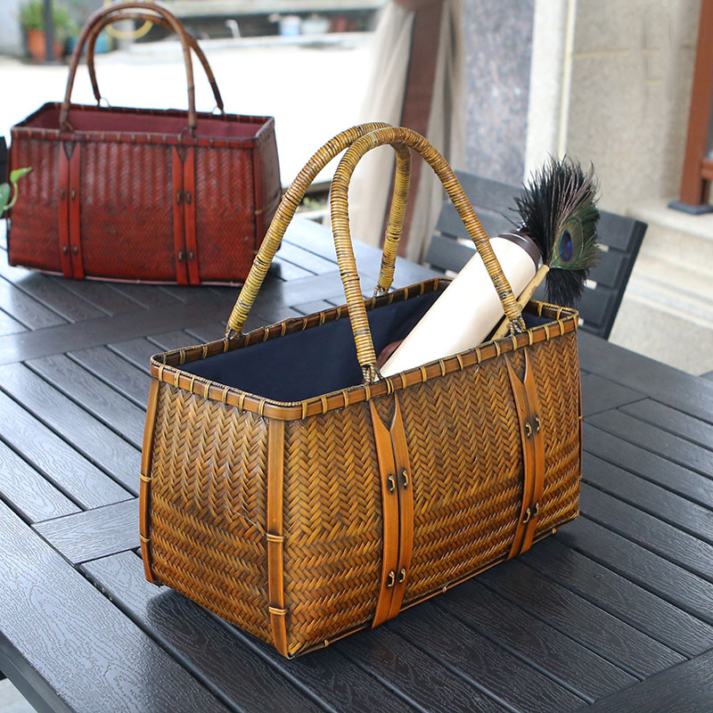 Woven Basket Set - Damskie Torebki Luksusowe Projektant Tkane Bambusowe
