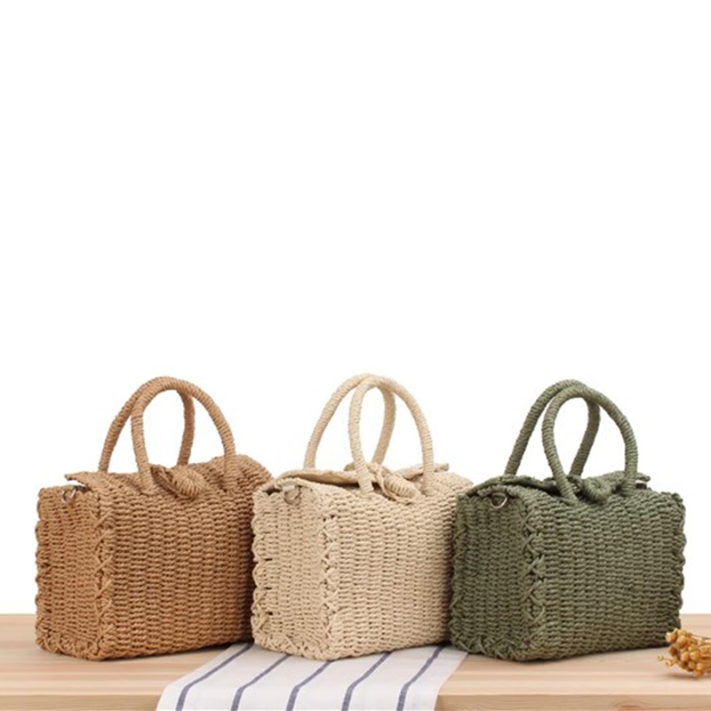 Woven Basket Set - Letnia torba plażowa ze słomy ręcznie