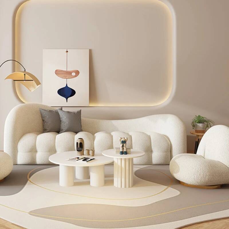 Kremowo-białe sofy do salonu,  – Interior Design White And Wood recenzja i cena